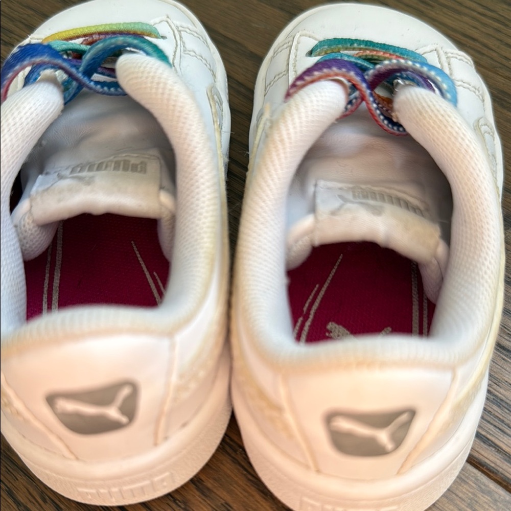 Puma White and Red Sneakers with Rainbow Laces 6C toddler baby - Picture 7 of 10